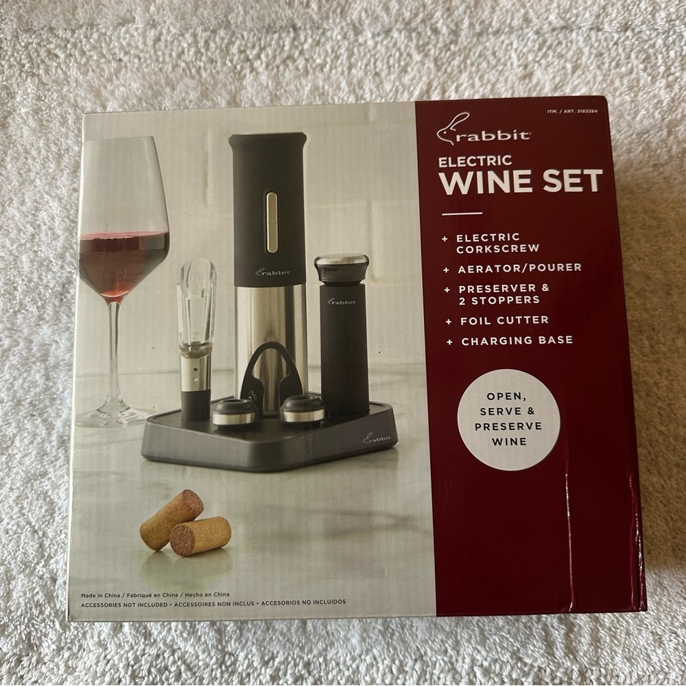Rabbit Electric Wine Set Corkscrew Aerator rechargeable